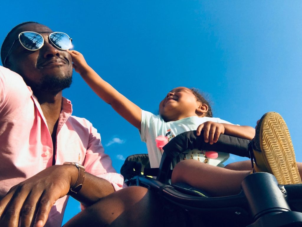 dad and son in stroller